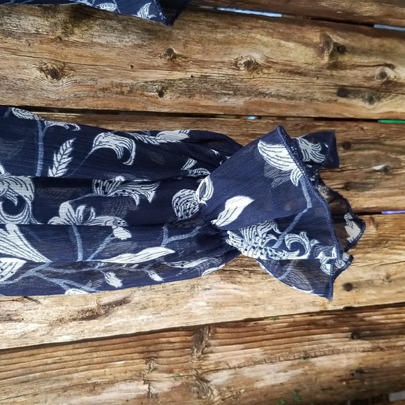 SEXY SHEER GAUZY RUFFLED FLORAL XL 44 BUST Lucky Brand Top Blouse - Picture 6 of 13